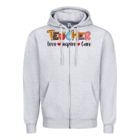 Heather Grey teacher love inspıre care wıth  and pen Zipper Hoodie - Artiststas