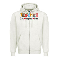 Oatmeal Heather teacher love inspıre care wıth  and pen Zipper Hoodie - Artiststas