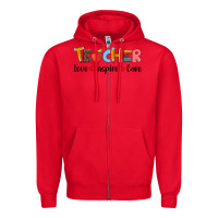 Red teacher love inspıre care wıth  and pen Zipper Hoodie - Artiststas