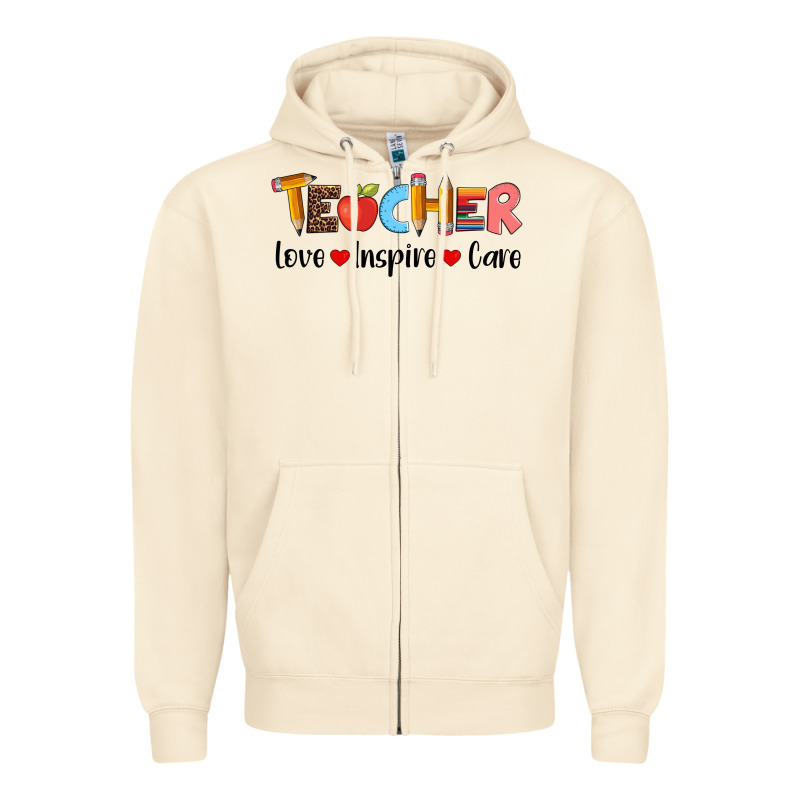 Teacher Love Inspıre Care Wıth  And Pen Zipper Hoodie by Artiststas | Teevron