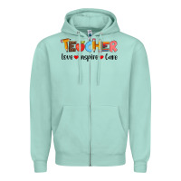 Seafoam teacher love inspıre care wıth  and pen Zipper Hoodie - Artiststas