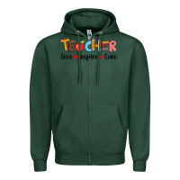 Sports Green teacher love inspıre care wıth  and pen Zipper Hoodie - Artiststas