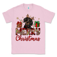 Bubblegum Pink merry christmas dachshund Classic Tee - JahusDesignShop