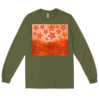 Army Green orange glitter star Long Sleeve Tee - JahusDesignShop