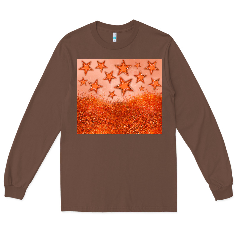 Orange Glitter Star Long Sleeve Tee by JahusDesignShop | Teevron