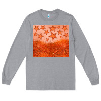 Heather Grey orange glitter star Long Sleeve Tee - JahusDesignShop