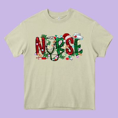 Nurse Christmas Heavy Core Tee Designed By Racoondesign