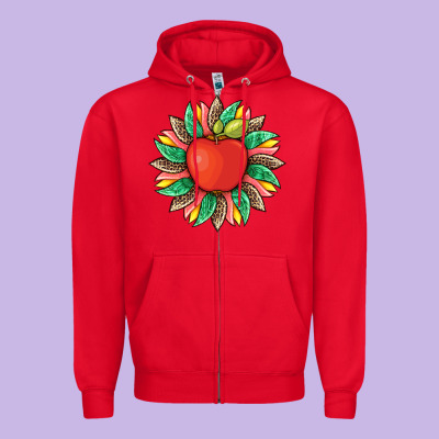 Teacher Apple And Sunflower With Leopard And Tooled Leather Zipper Hoodie Designed By Artiststas