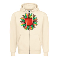 Sandshell teacher apple and sunflower with leopard and tooled leather Zipper Hoodie - Artiststas