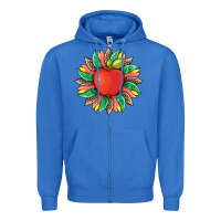 True Royal teacher apple and sunflower with leopard and tooled leather Zipper Hoodie - Artiststas