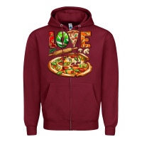Burgundy love pizza Zipper Hoodie - AdoDesignShop