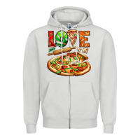 Dove Grey love pizza Zipper Hoodie - AdoDesignShop