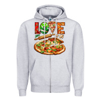 Heather Grey love pizza Zipper Hoodie - AdoDesignShop