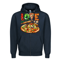 Navy love pizza Zipper Hoodie - AdoDesignShop