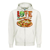 Oatmeal Heather love pizza Zipper Hoodie - AdoDesignShop