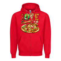 Red love pizza Zipper Hoodie - AdoDesignShop