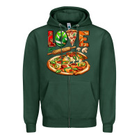 Sports Green love pizza Zipper Hoodie - AdoDesignShop