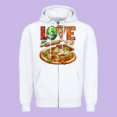 Love Pizza Zipper Hoodie Designed By Adodesignshop