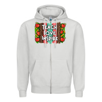 Dove Grey teach love inspire brushstroke with  and pen leopard Zipper Hoodie - Artiststas