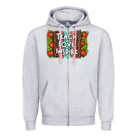 Heather Grey teach love inspire brushstroke with  and pen leopard Zipper Hoodie - Artiststas