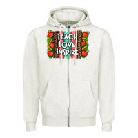 Oatmeal Heather teach love inspire brushstroke with  and pen leopard Zipper Hoodie - Artiststas