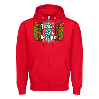 Red teach love inspire brushstroke with  and pen leopard Zipper Hoodie - Artiststas