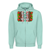 Seafoam teach love inspire brushstroke with  and pen leopard Zipper Hoodie - Artiststas
