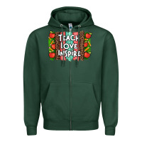 Sports Green teach love inspire brushstroke with  and pen leopard Zipper Hoodie - Artiststas