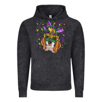 Vintage Black mardi gras  mask beagle Vintage Hoodie - RanaPortraitStore