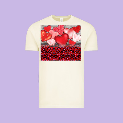 Valentine's Day Red Hearts Red Leopard Vintage Tee Designed By Barkaloodesign