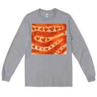 Heather Grey orange glitter heart Long Sleeve Tee - JahusDesignShop