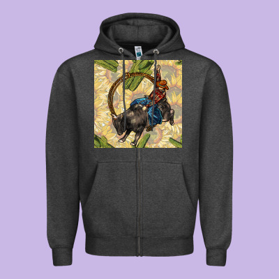 Rodeo Seamless Pattern Zipper Hoodie Designed By Bundleandbundleshop