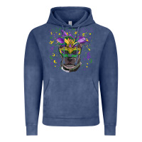 Vintage Denim mardi gras  mask pitbull Vintage Hoodie - RanaPortraitStore