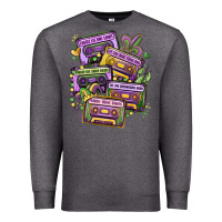 Charcoal Heather mardi gras cassette tapes Premium Sweatshirt - MaliasSmallBusiness