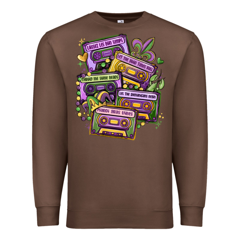 Mardi Gras Cassette Tapes Premium Sweatshirt by MaliasSmallBusiness | Teevron