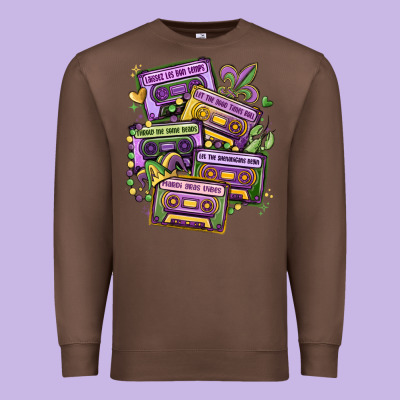 Mardi Gras Cassette Tapes Premium Sweatshirt Designed By Maliassmallbusiness