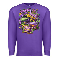 Purple mardi gras cassette tapes Premium Sweatshirt - MaliasSmallBusiness
