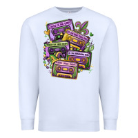 White mardi gras cassette tapes Premium Sweatshirt - MaliasSmallBusiness