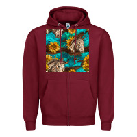 Burgundy appaloosa horses and sunflowers seamless pattern Zipper Hoodie - BundleAndBundleShop