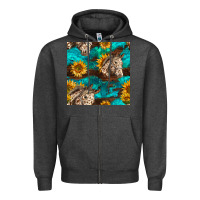Charcoal Heather appaloosa horses and sunflowers seamless pattern Zipper Hoodie - BundleAndBundleShop