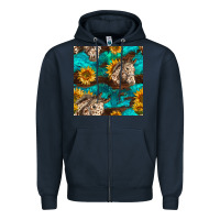 Navy appaloosa horses and sunflowers seamless pattern Zipper Hoodie - BundleAndBundleShop