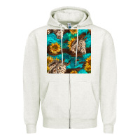Oatmeal Heather appaloosa horses and sunflowers seamless pattern Zipper Hoodie - BundleAndBundleShop