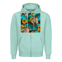 Seafoam appaloosa horses and sunflowers seamless pattern Zipper Hoodie - BundleAndBundleShop