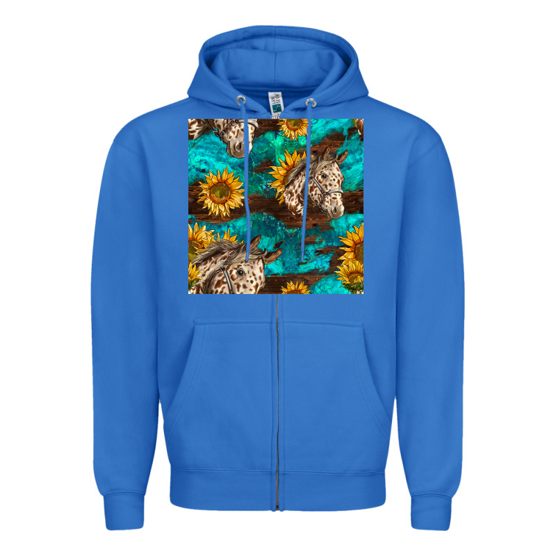 Appaloosa Horses And Sunflowers Seamless Pattern Zipper Hoodie by BundleAndBundleShop | Teevron