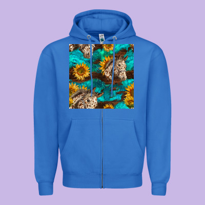 Appaloosa Horses And Sunflowers Seamless Pattern Zipper Hoodie Designed By Bundleandbundleshop
