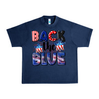 Navy Back the blue 4th of july Urban Heavy Tee - CowGirlArtShop