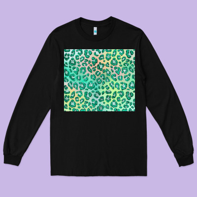 Green Leopard Glitter Long Sleeve Tee Designed By Jahusdesignshop