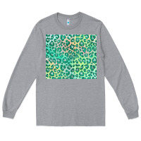 Heather Grey green leopard glitter Long Sleeve Tee - JahusDesignShop