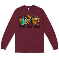 Burgundy peace love jesus Long Sleeve Tee - AdoDesignShop