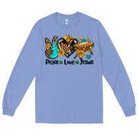 Colony Blue peace love jesus Long Sleeve Tee - AdoDesignShop